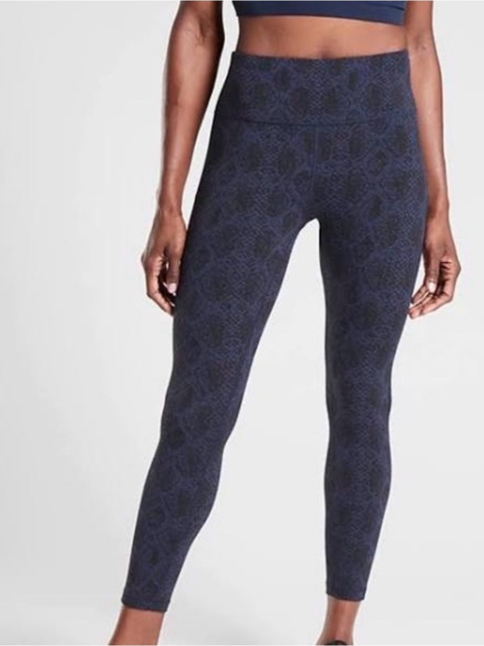 Athleta Ultimate Stash Pocket 7/8 Tight Navy Snake-Print High-Rise Leggings